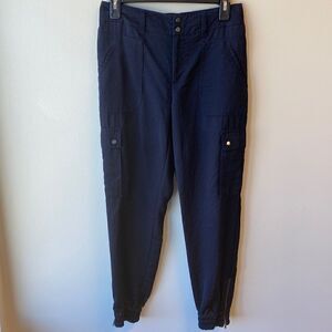 elevenses anthropologies pants joggers navy 2 cropped